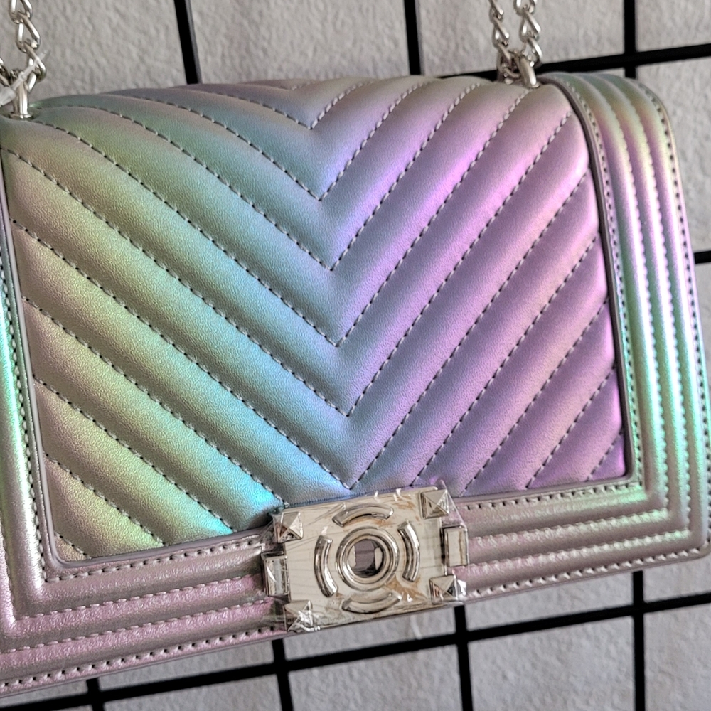 Iridescent Rainbow Chevron Vegan Boy Bag